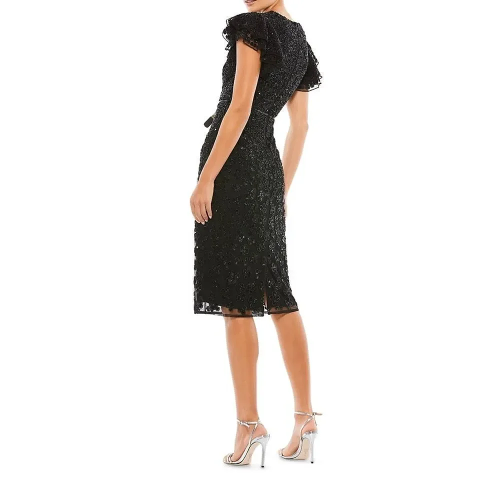 Mac Duggal Floral Beaded Sheath Dress size 2